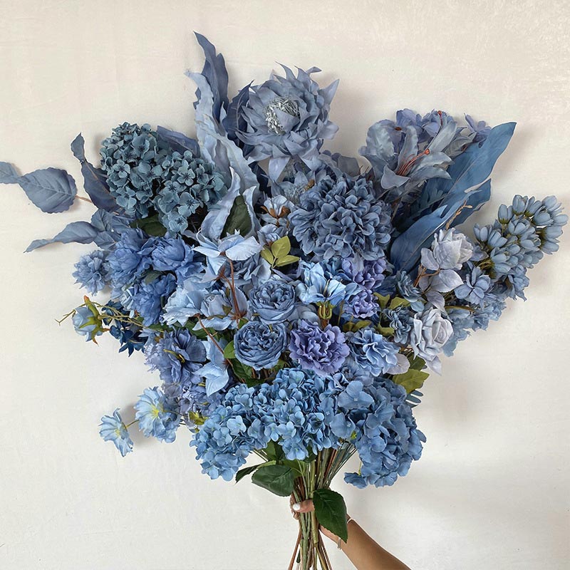 Elegant Dusty Blue Artificial Silk Flowers